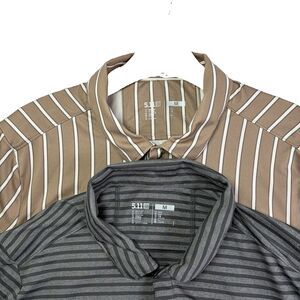 5.11 Tactical All Day Polo Lot of Two Mens Medium Short Sleeve Stretch Preppy